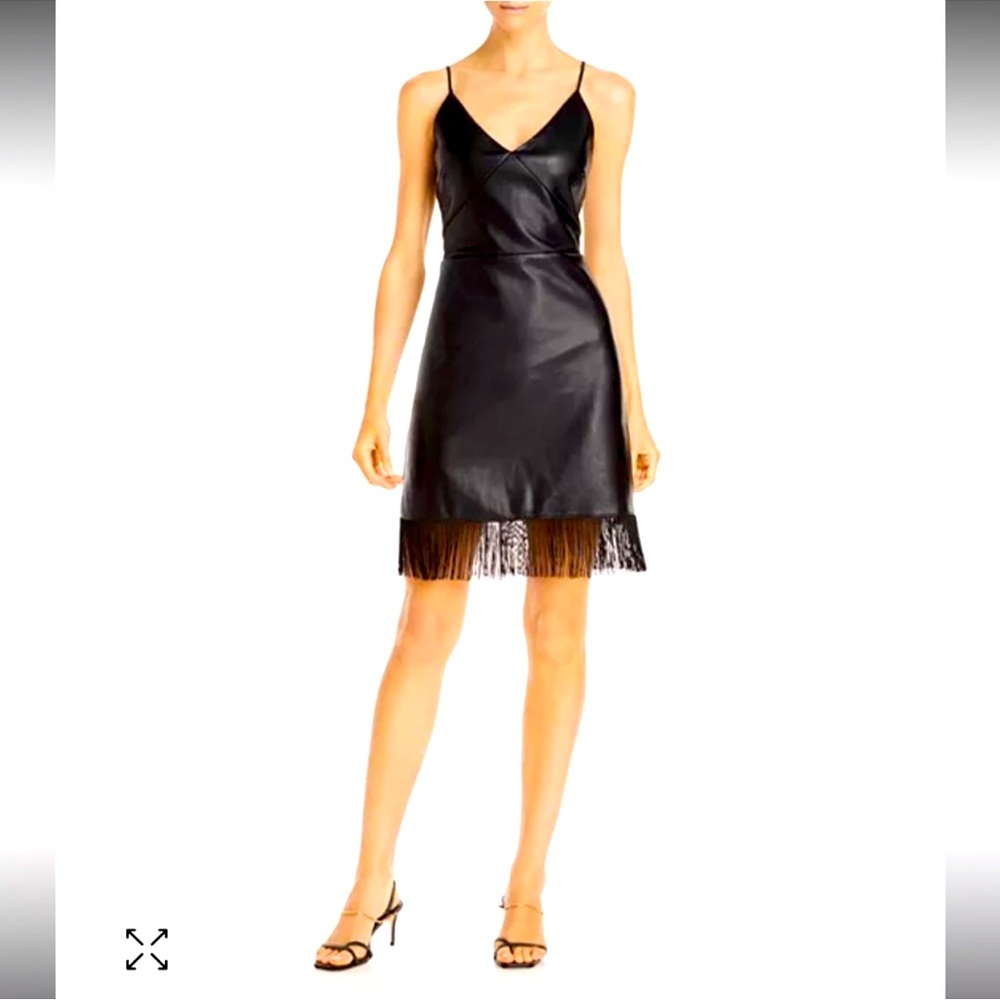 Brand new, never worn, all tags still on, faux leather LBD with Fringe